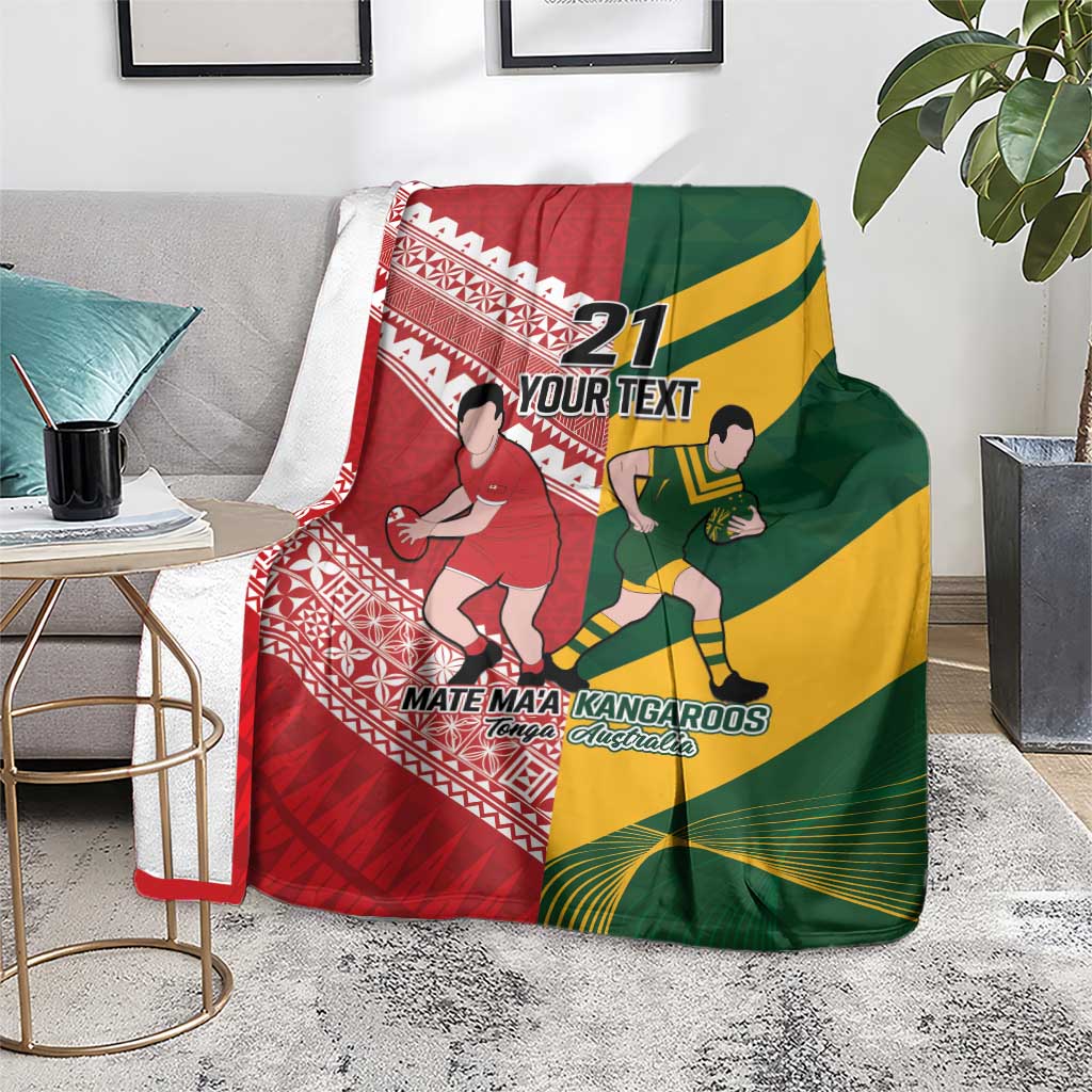 Australia-Tonga Rugby Pacific Custom Blanket The Kangaroos and Mate Ma'a Tonga