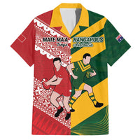 Australia-Tonga Rugby Pacific Custom Family Matching Long Sleeve Bodycon Dress and Hawaiian Shirt The Kangaroos and Mate Ma'a Tonga LT9 Dad's Shirt - Short Sleeve Red-Green - Polynesian Pride