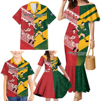 Australia-Tonga Rugby Pacific Custom Family Matching Mermaid Dress and Hawaiian Shirt The Kangaroos and Mate Ma'a Tonga