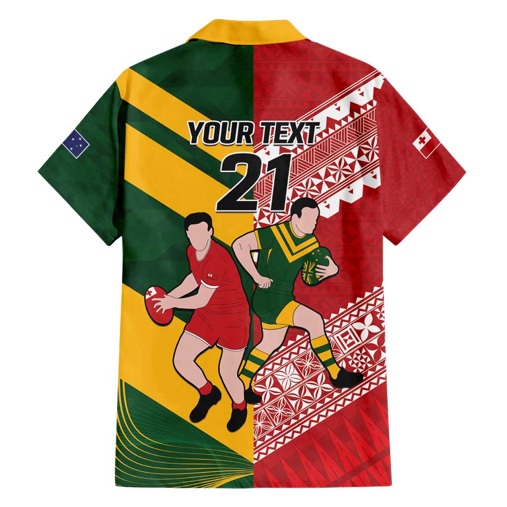 Australia-Tonga Rugby Pacific Custom Family Matching Short Sleeve Bodycon Dress and Hawaiian Shirt The Kangaroos and Mate Ma'a Tonga LT9 - Polynesian Pride