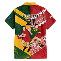 Australia-Tonga Rugby Pacific Custom Family Matching Short Sleeve Bodycon Dress and Hawaiian Shirt The Kangaroos and Mate Ma'a Tonga LT9 - Polynesian Pride