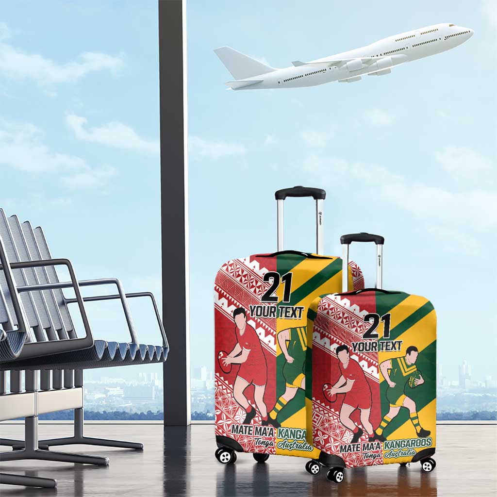 Australia-Tonga Rugby Pacific Custom Luggage Cover The Kangaroos and Mate Ma'a Tonga