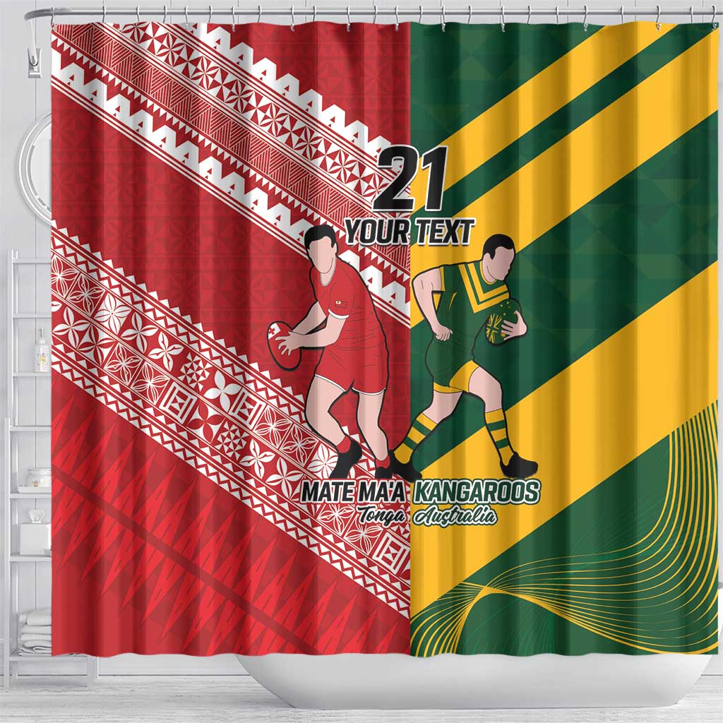 Australia-Tonga Rugby Pacific Custom Shower Curtain The Kangaroos and Mate Ma'a Tonga