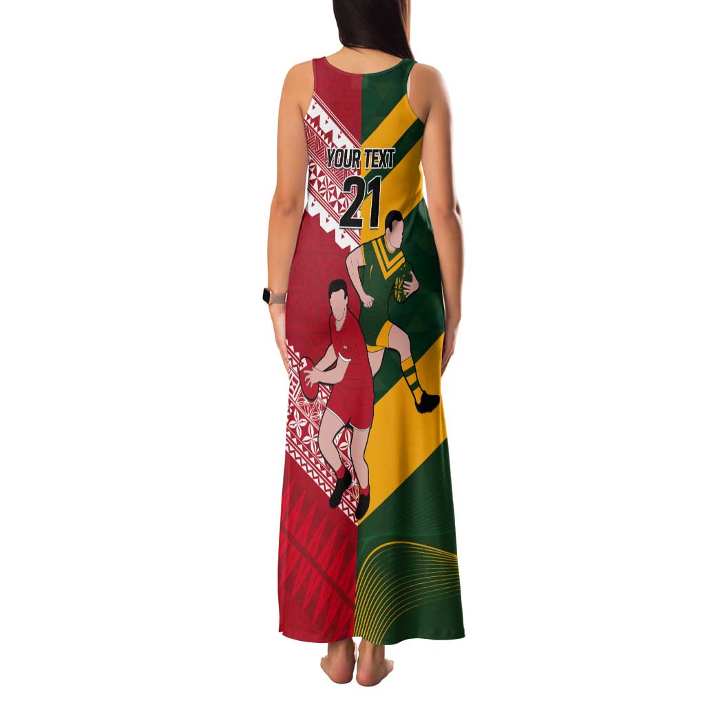 Australia-Tonga Rugby Pacific Custom Tank Maxi Dress The Kangaroos and Mate Ma'a Tonga