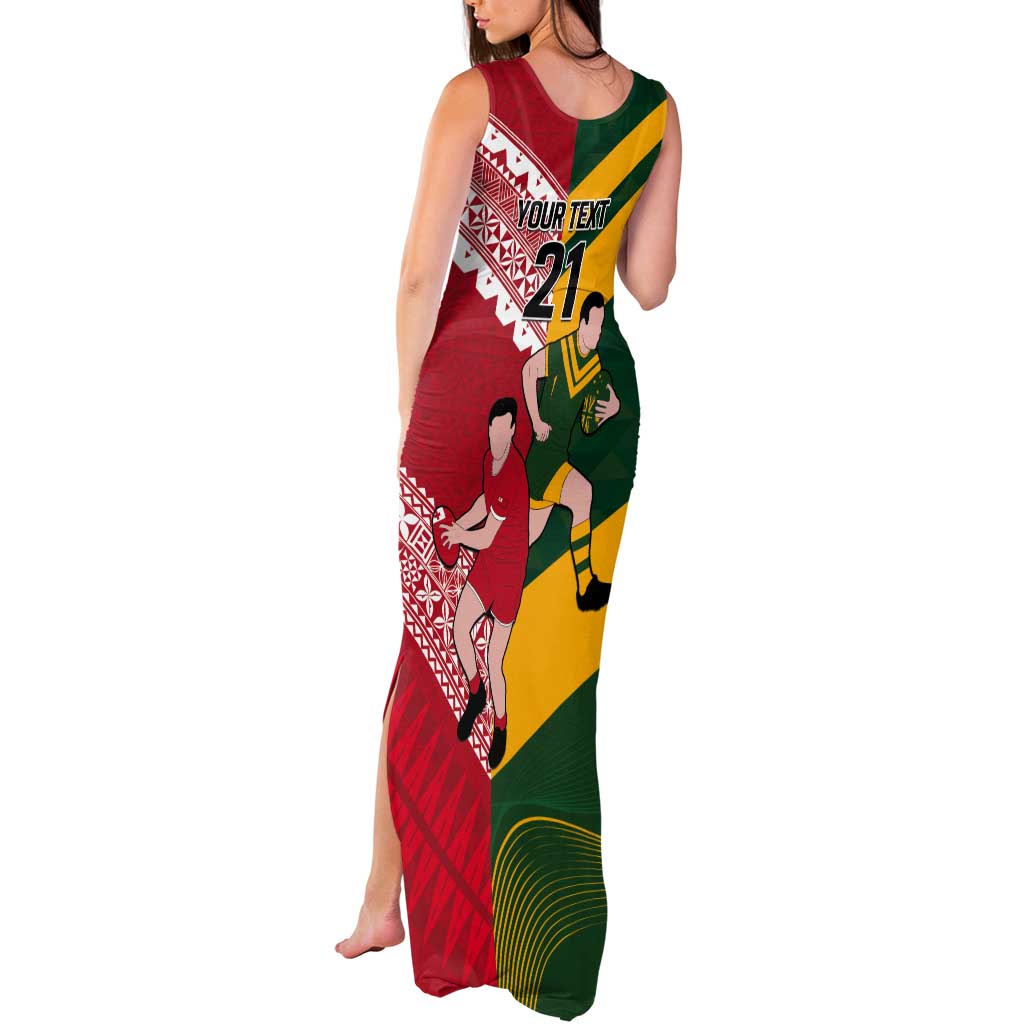 Australia-Tonga Rugby Pacific Custom Tank Maxi Dress The Kangaroos and Mate Ma'a Tonga