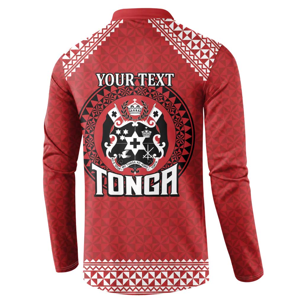 Tonga Rugby XIII Custom Button Sweatshirt Mate Ma'a Tonga with Ngatu Pattern