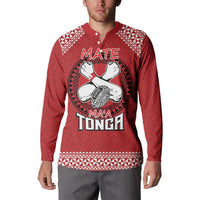 Tonga Rugby XIII Custom Button Sweatshirt Mate Ma'a Tonga with Ngatu Pattern