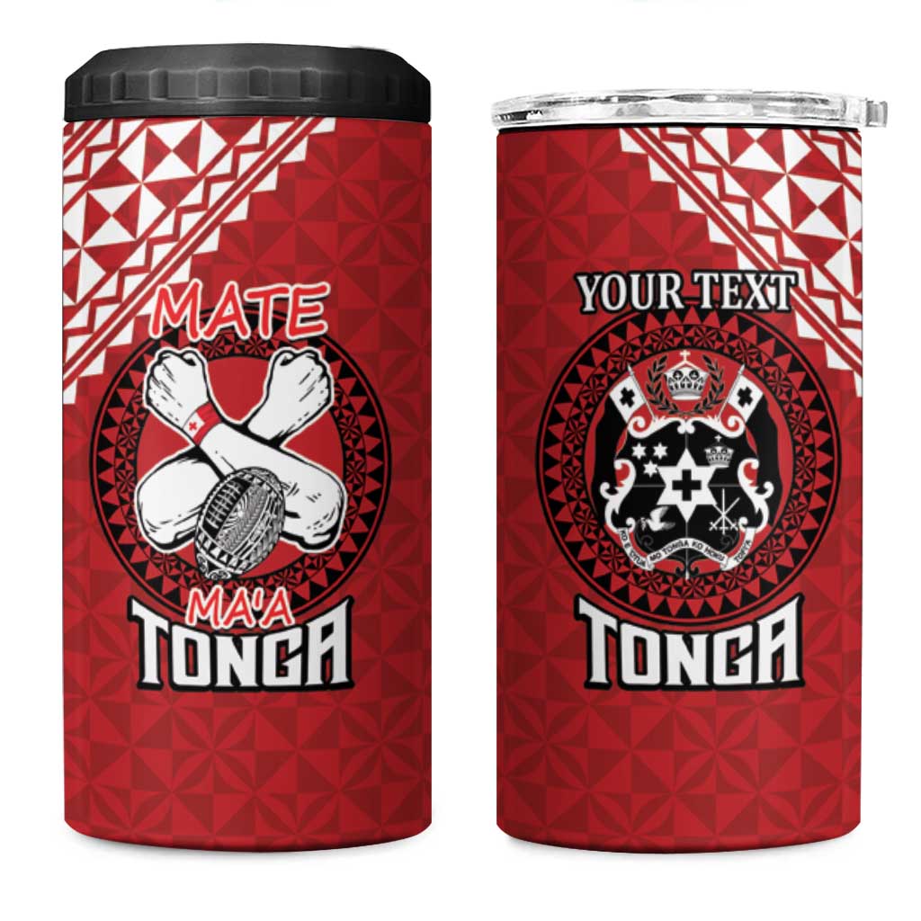 Tonga Rugby XIII Custom 4 in 1 Can Cooler Tumbler Mate Ma'a Tonga with Ngatu Pattern