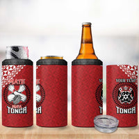 Tonga Rugby XIII Custom 4 in 1 Can Cooler Tumbler Mate Ma'a Tonga with Ngatu Pattern
