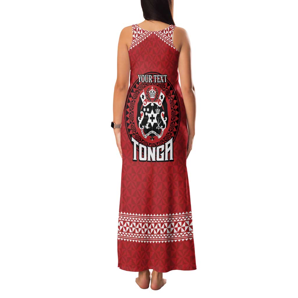 Tonga Rugby XIII Custom Family Matching Tank Maxi Dress and Hawaiian Shirt Mate Ma'a Tonga with Ngatu Pattern