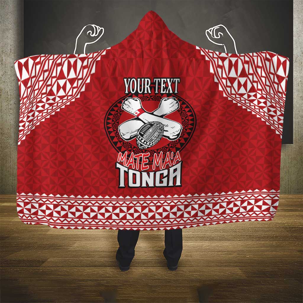 Tonga Rugby XIII Custom Hooded Blanket Mate Ma'a Tonga with Ngatu Pattern