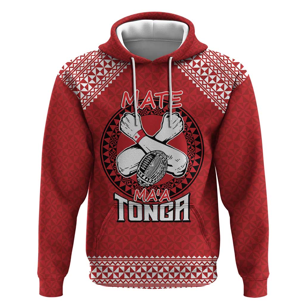 Tonga Rugby XIII Custom Hoodie Mate Ma'a Tonga with Ngatu Pattern