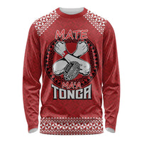 Tonga Rugby XIII Custom Long Sleeve Shirt Mate Ma'a Tonga with Ngatu Pattern