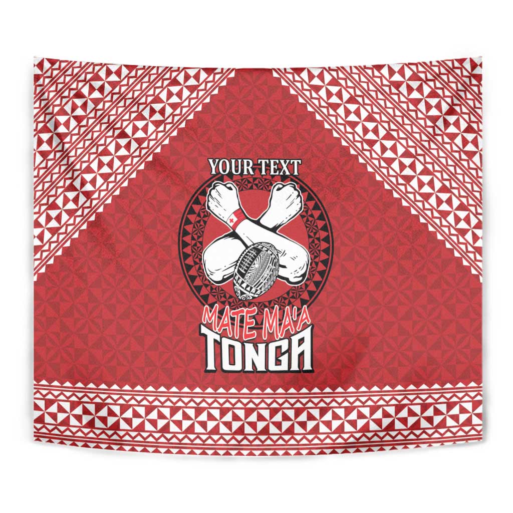 Tonga Rugby XIII Custom Tapestry Mate Ma'a Tonga with Ngatu Pattern