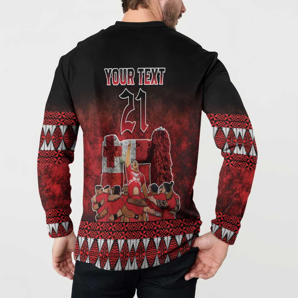 Custom Tonga 676 Haʻamonga ʻa Maui Button Sweatshirt Tongan Sipi Tau Unique Dance