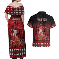 Custom Tonga 676 Haamonga a Maui Couples Matching Off Shoulder Maxi Dress and Hawaiian Shirt Tongan Sipi Tau Unique Dance LT9 - Polynesian Pride