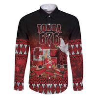 Custom Tonga 676 Haamonga a Maui Family Matching Puletasi and Hawaiian Shirt Tongan Sipi Tau Unique Dance LT9 Dad's Shirt - Long Sleeve Red - Polynesian Pride