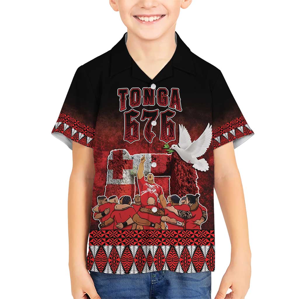 Custom Tonga 676 Haamonga a Maui Family Matching Short Sleeve Bodycon Dress and Hawaiian Shirt Tongan Sipi Tau Unique Dance LT9 Son's Shirt Red - Polynesian Pride