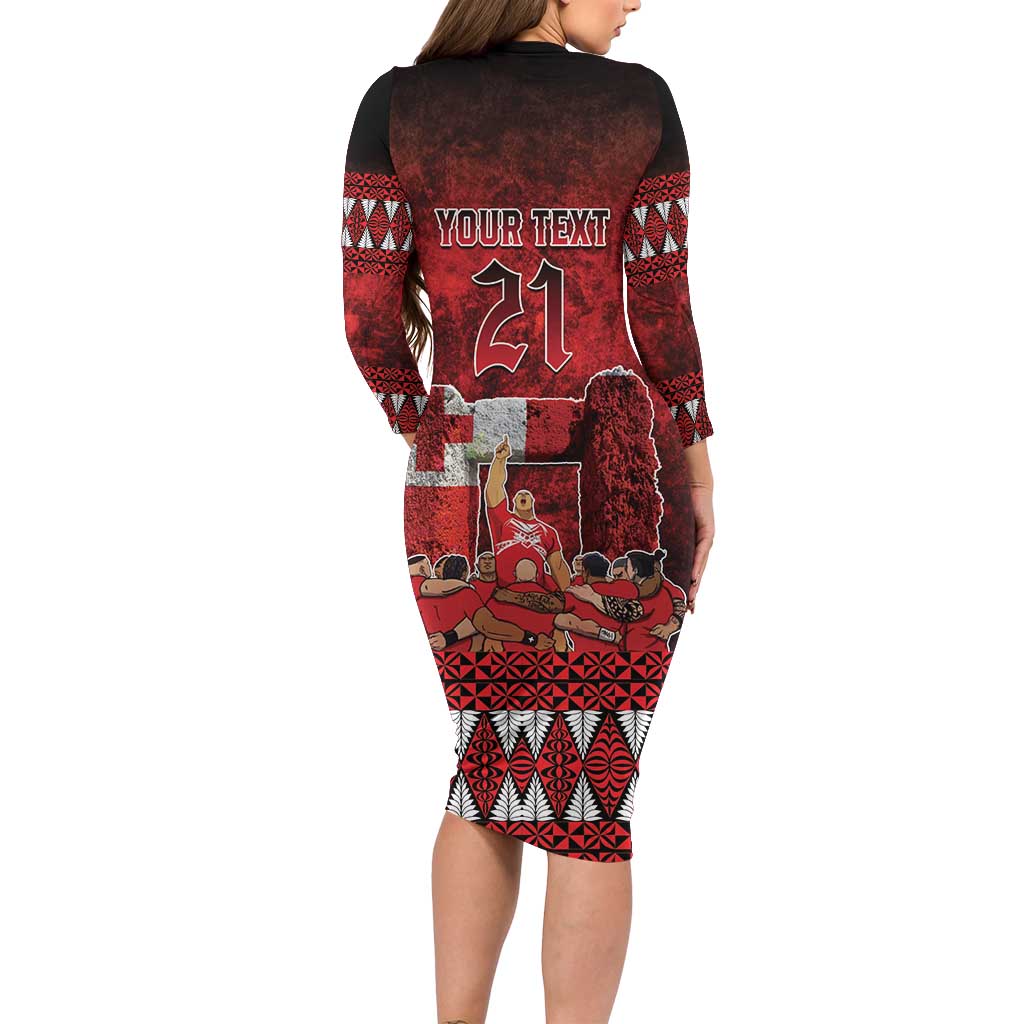 Custom Tonga 676 Haʻamonga ʻa Maui Long Sleeve Bodycon Dress Tongan Sipi Tau Unique Dance