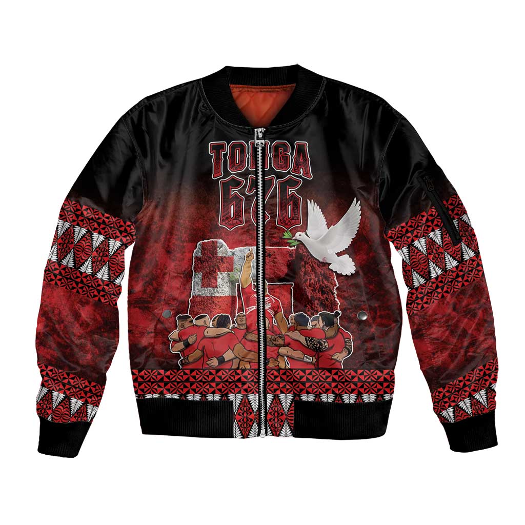 Custom Tonga 676 Haʻamonga ʻa Maui Sleeve Zip Bomber Jacket Tongan Sipi Tau Unique Dance