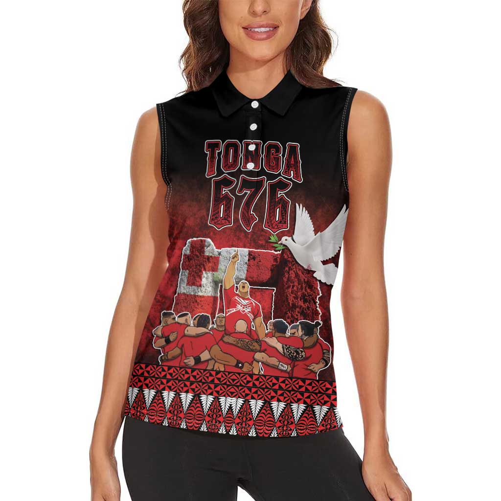 Custom Tonga 676 Haʻamonga ʻa Maui Women Sleeveless Polo Shirt Tongan Sipi Tau Unique Dance