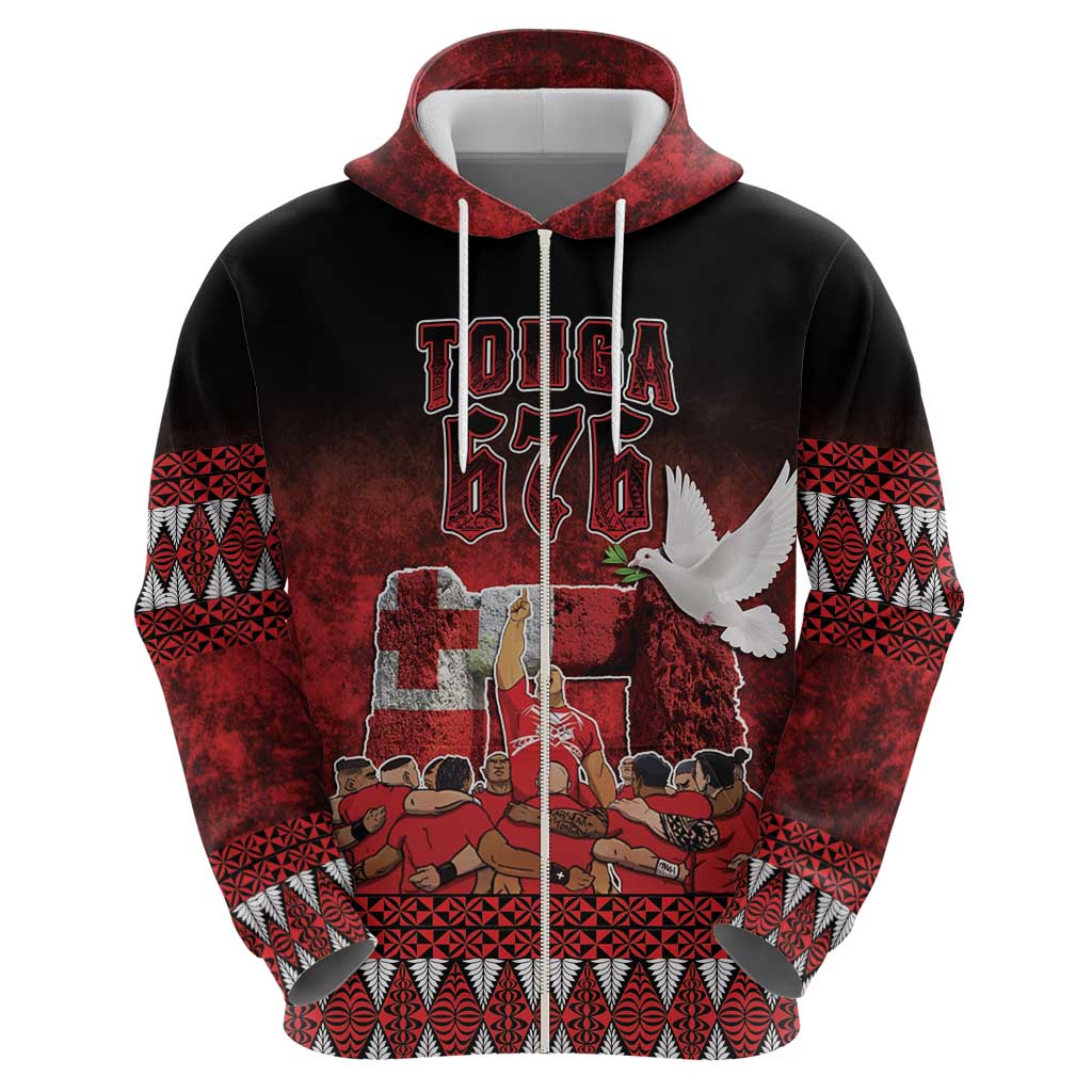 Custom Tonga 676 Haʻamonga ʻa Maui Zip Hoodie Tongan Sipi Tau Unique Dance