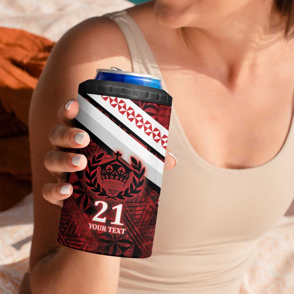 Custom Tonga XIII Rugby Tribal Tattoo 4 in 1 Can Cooler Tumbler Mate Ma'a Tonga Kupesi Ngatu Grunge Style