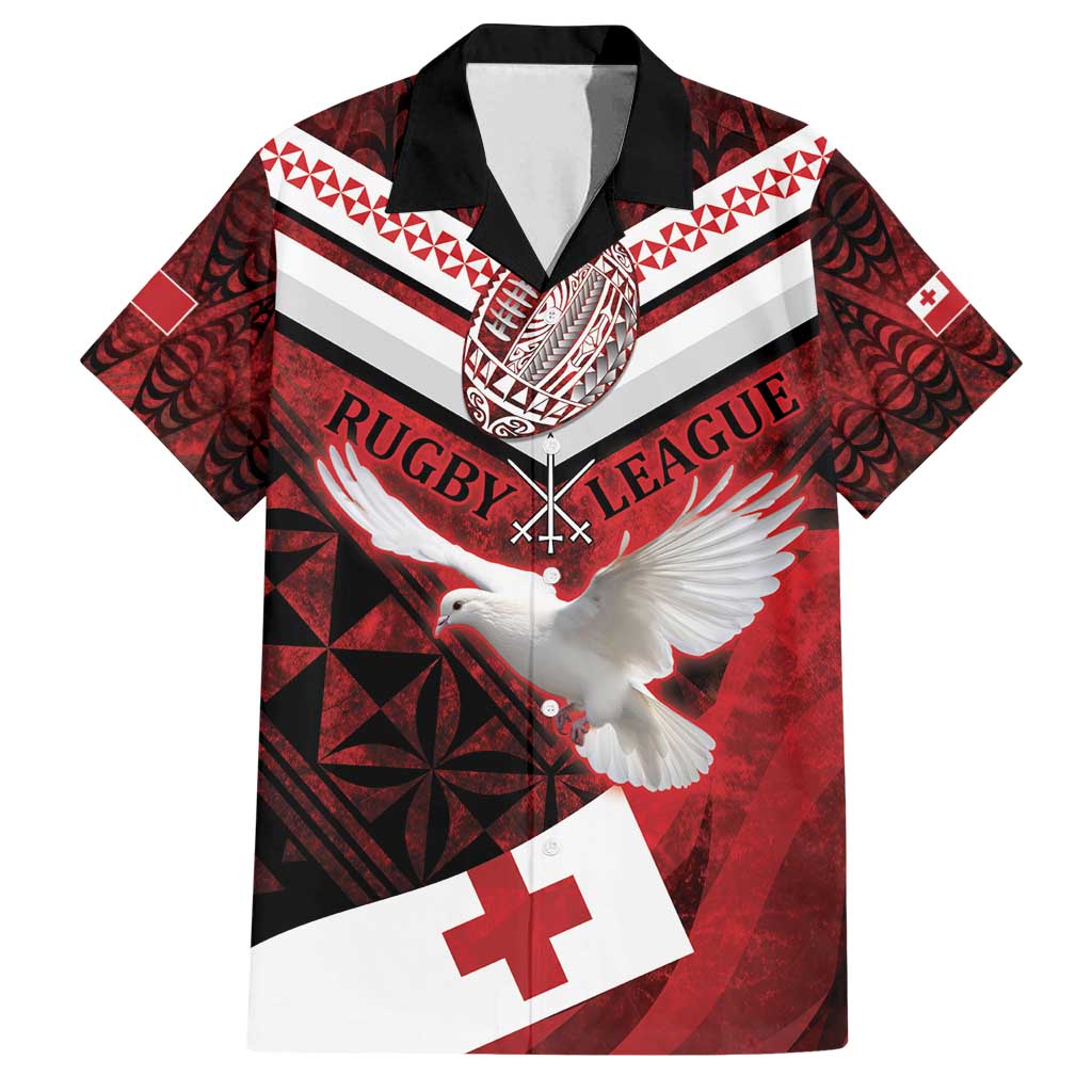 Custom Tonga XIII Rugby Tribal Tattoo Family Matching Puletasi and Hawaiian Shirt Mate Ma'a Tonga Kupesi Ngatu Grunge Style