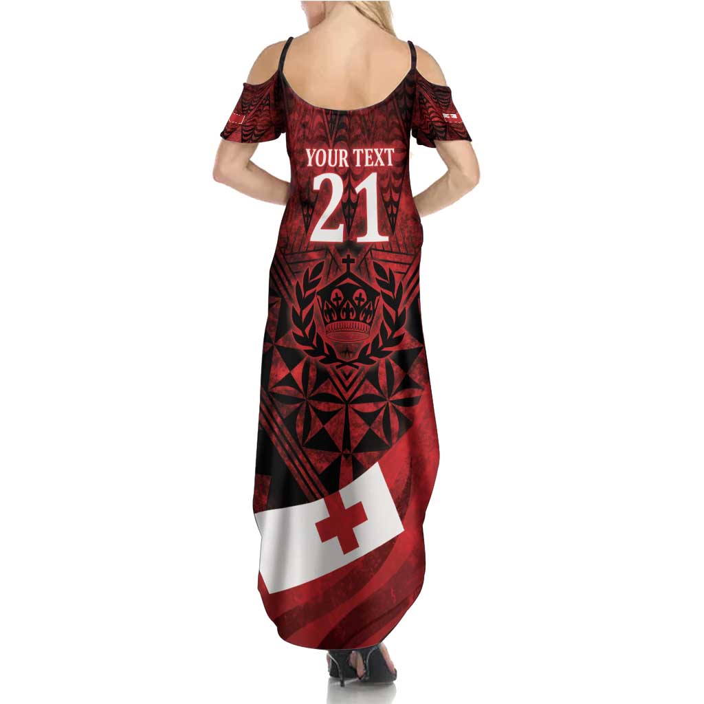 Custom Tonga XIII Rugby Tribal Tattoo Family Matching Summer Maxi Dress and Hawaiian Shirt Mate Ma'a Tonga Kupesi Ngatu Grunge Style