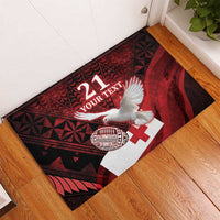Custom Tonga XIII Rugby Tribal Tattoo Rubber Doormat Mate Ma'a Tonga Kupesi Ngatu Grunge Style