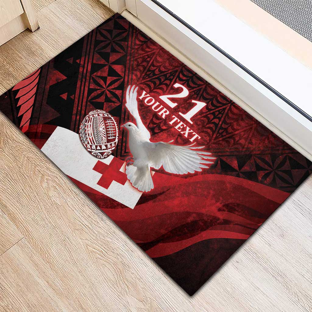 Custom Tonga XIII Rugby Tribal Tattoo Rubber Doormat Mate Ma'a Tonga Kupesi Ngatu Grunge Style