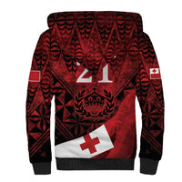 Custom Tonga XIII Rugby Tribal Tattoo Sherpa Hoodie Mate Ma'a Tonga Kupesi Ngatu Grunge Style
