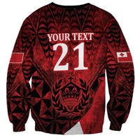 Custom Tonga XIII Rugby Tribal Tattoo Sweatshirt Mate Ma'a Tonga Kupesi Ngatu Grunge Style