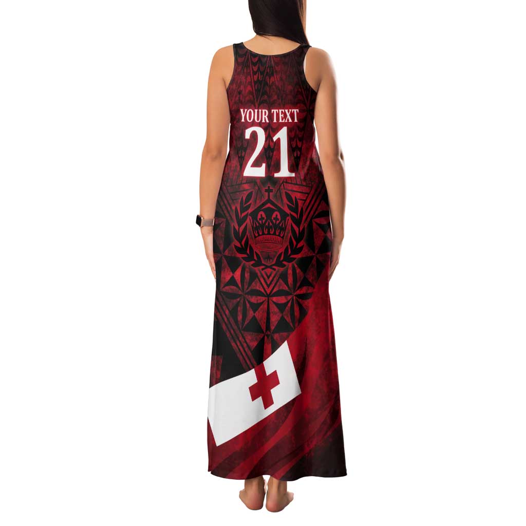 Custom Tonga XIII Rugby Tribal Tattoo Tank Maxi Dress Mate Ma'a Tonga Kupesi Ngatu Grunge Style