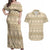 Pasifika Sataoa Pattern Simple Motif Couples Matching Off Shoulder Maxi Dress and Hawaiian Shirt Beige Tan LT9 Beige Tan - Polynesian Pride