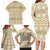 Pasifika Sataoa Pattern Simple Motif Family Matching Long Sleeve Bodycon Dress and Hawaiian Shirt Beige Tan LT9 - Polynesian Pride