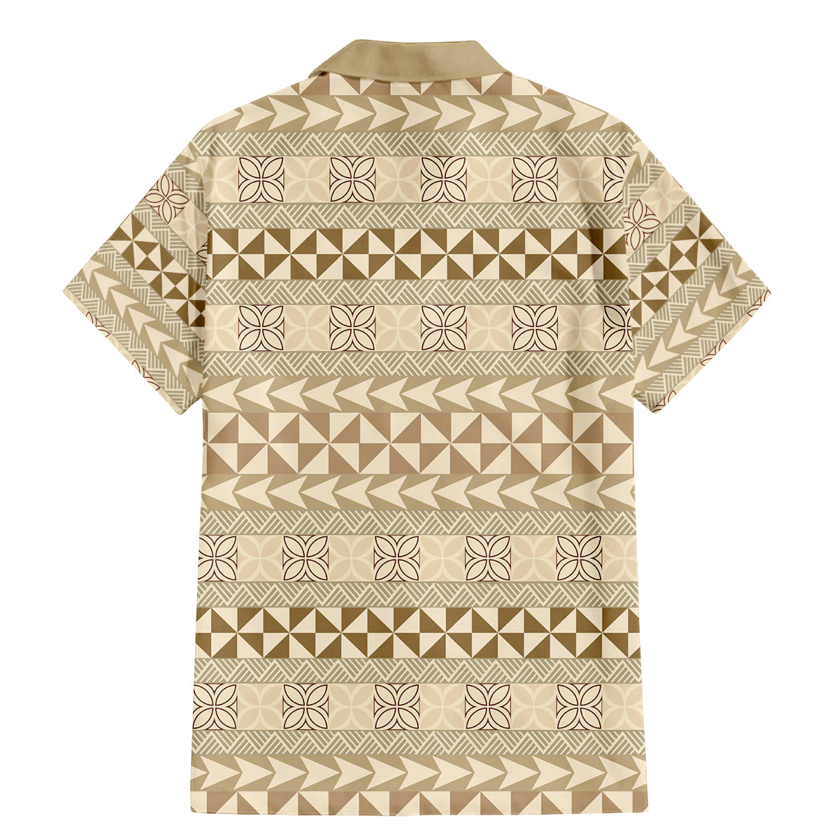 Pasifika Sataoa Pattern Simple Motif Family Matching Mermaid Dress and Hawaiian Shirt Beige Tan LT9 - Polynesian Pride