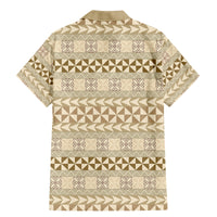 Pasifika Sataoa Pattern Simple Motif Family Matching Mermaid Dress and Hawaiian Shirt Beige Tan LT9 - Polynesian Pride