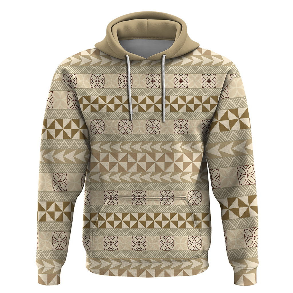 Pasifika Sataoa Pattern Simple Motif Hoodie Beige Tan LT9 Pullover Hoodie Beige Tan - Polynesian Pride