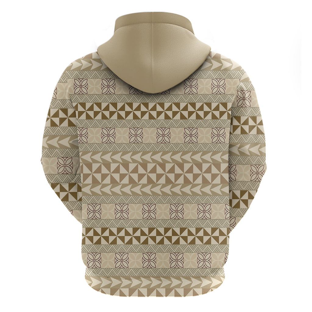 Pasifika Sataoa Pattern Simple Motif Hoodie Beige Tan LT9 - Polynesian Pride