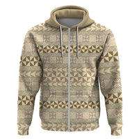 Pasifika Sataoa Pattern Simple Motif Zip Hoodie Beige Tan LT9 Zip Hoodie Beige Tan - Polynesian Pride