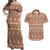 Pasifika Sataoa Pattern Simple Motif Couples Matching Off Shoulder Maxi Dress and Hawaiian Shirt Brown Beige Tan LT9 Brown - Polynesian Pride