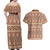 Pasifika Sataoa Pattern Simple Motif Couples Matching Off Shoulder Maxi Dress and Hawaiian Shirt Brown Beige Tan LT9 - Polynesian Pride