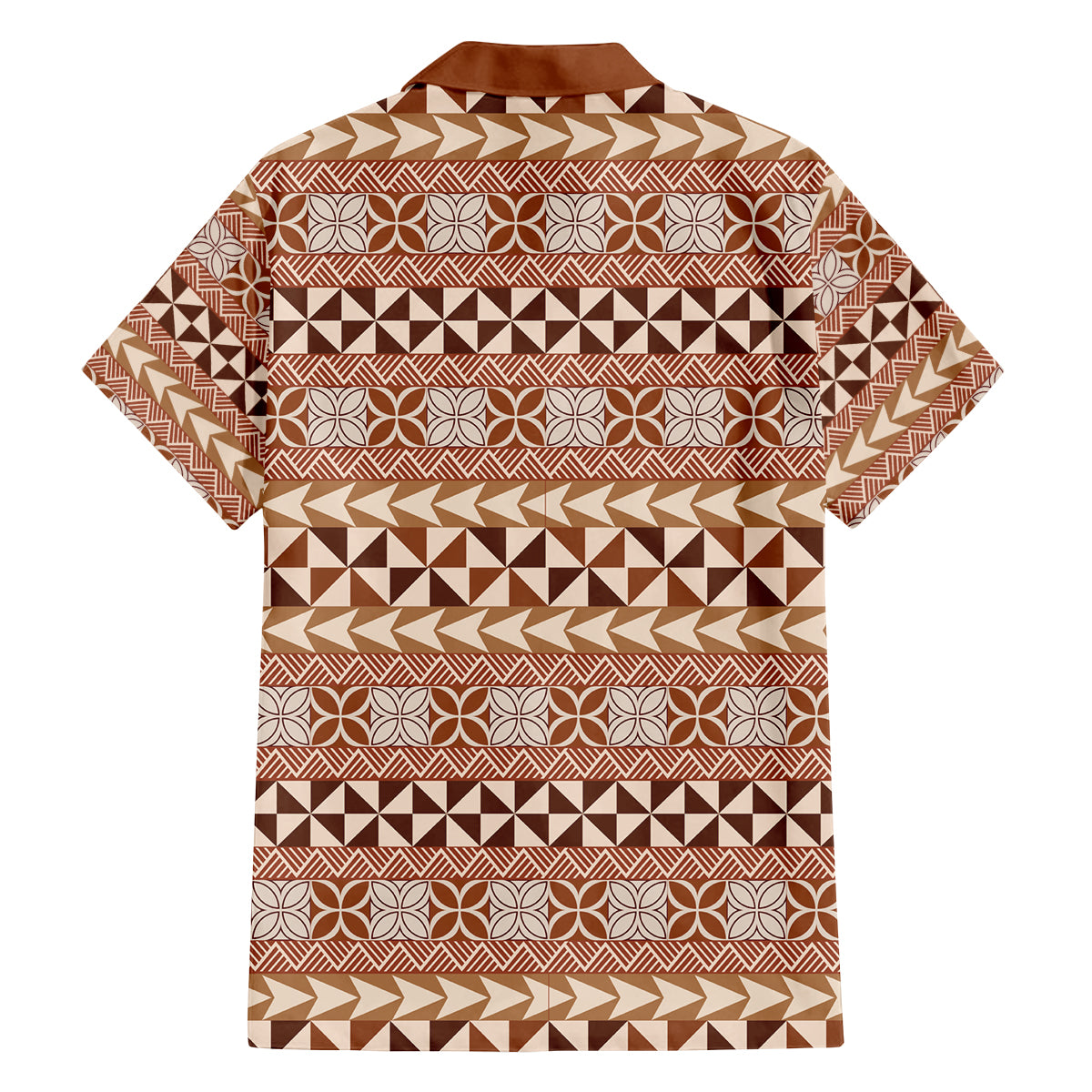 Pasifika Sataoa Pattern Simple Motif Family Matching Off Shoulder Short Dress and Hawaiian Shirt Brown Beige Tan LT9 - Polynesian Pride