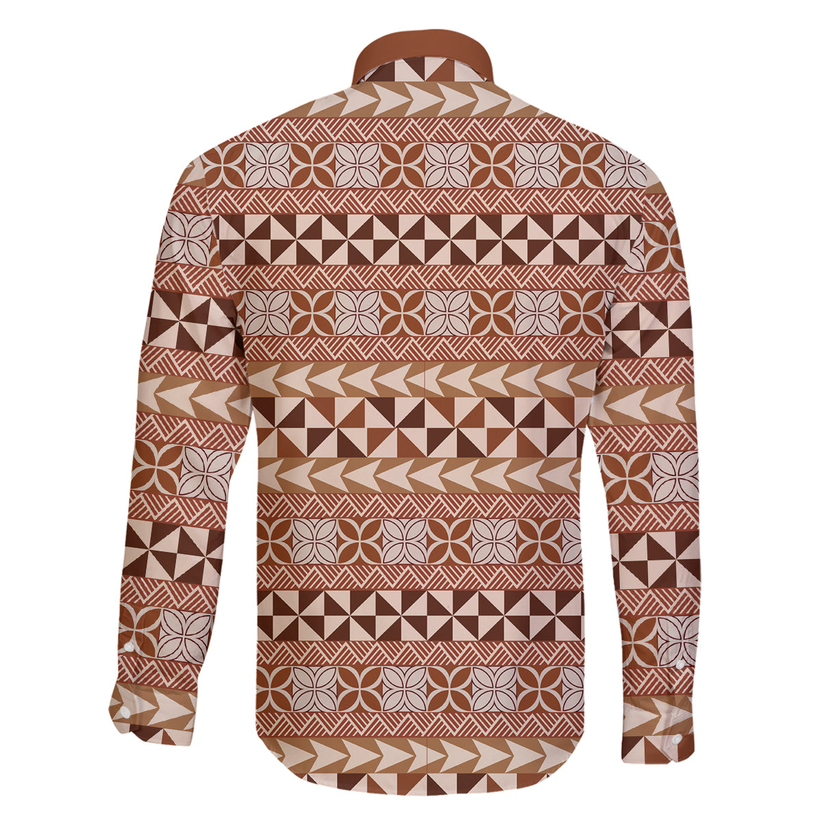 Pasifika Sataoa Pattern Simple Motif Family Matching Summer Maxi Dress and Hawaiian Shirt Brown Beige Tan LT9 - Polynesian Pride