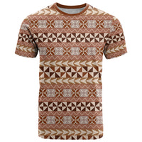 Pasifika Sataoa Pattern Simple Motif T Shirt Brown Beige Tan LT9 Brown - Polynesian Pride