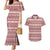 Pasifika Sataoa Pattern Simple Motif Couples Matching Mermaid Dress and Hawaiian Shirt Cherry LT9 Cherry - Polynesian Pride