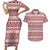 Pasifika Sataoa Pattern Simple Motif Couples Matching Short Sleeve Bodycon Dress and Hawaiian Shirt Cherry LT9 Cherry - Polynesian Pride