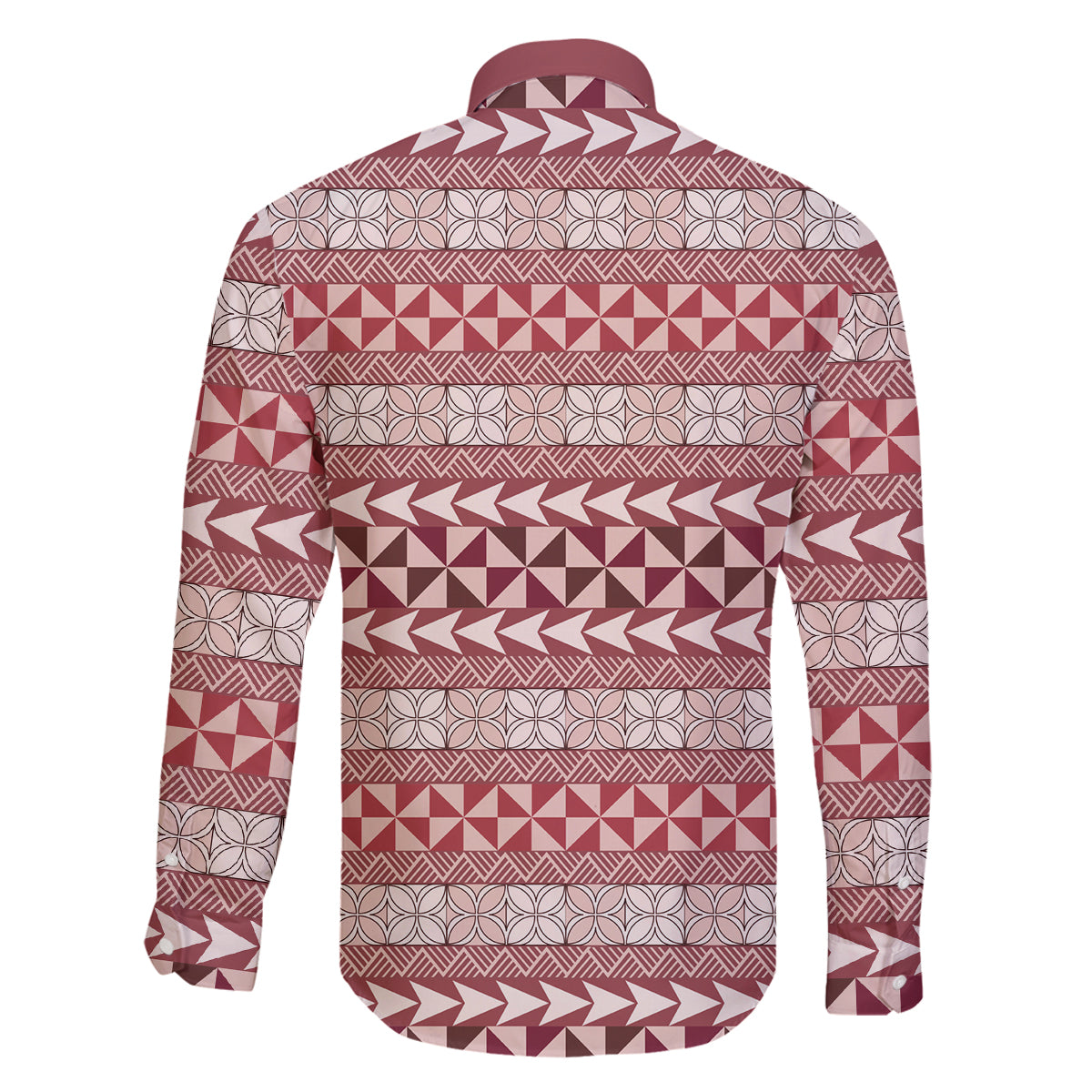 Pasifika Sataoa Pattern Simple Motif Family Matching Summer Maxi Dress and Hawaiian Shirt Cherry LT9 - Polynesian Pride