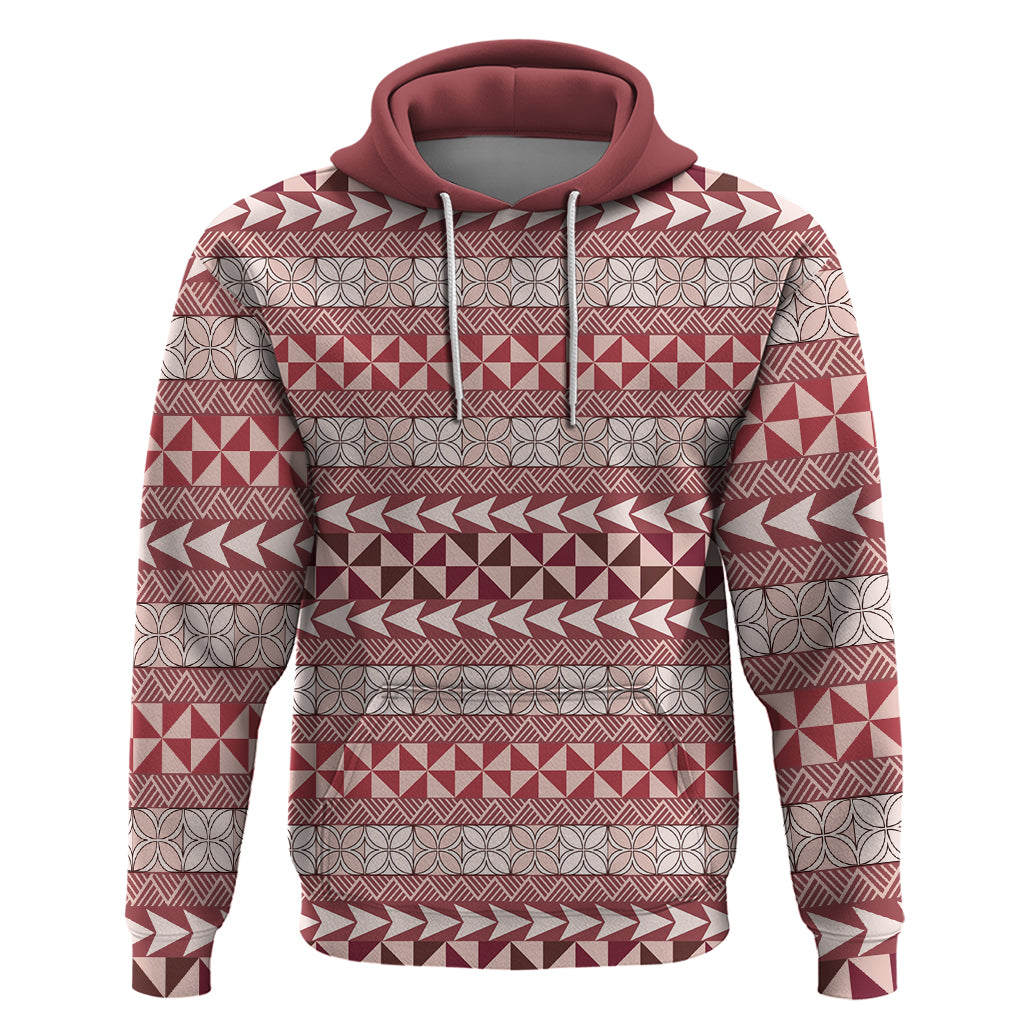 Pasifika Sataoa Pattern Simple Motif Hoodie Cherry LT9 Pullover Hoodie Cherry - Polynesian Pride